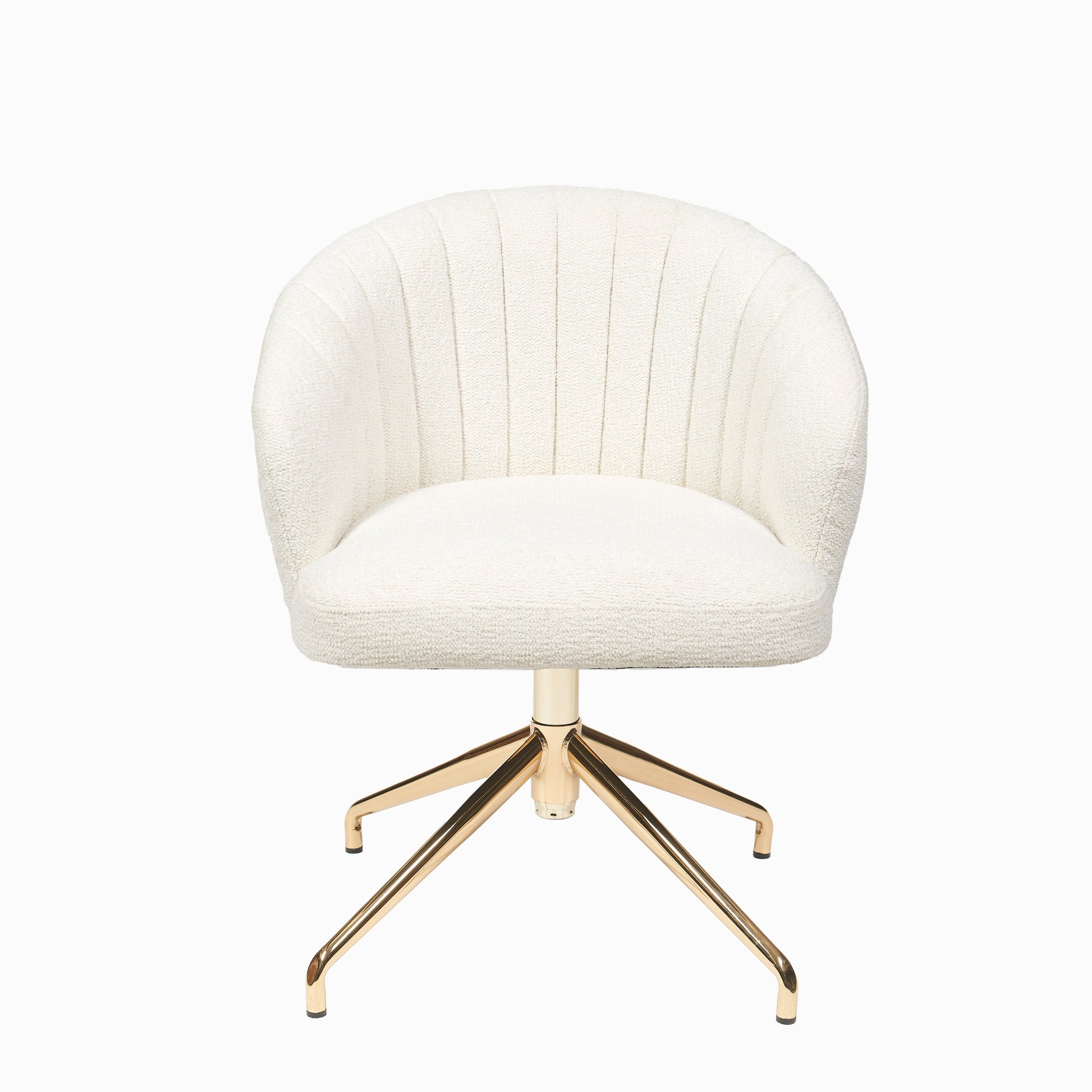 Arabella Office Chair - Light Beige Boucle - Gold Legs - Laura James