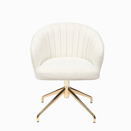 Arabella Office Chair - Light Beige Boucle - Gold Legs - Laura James