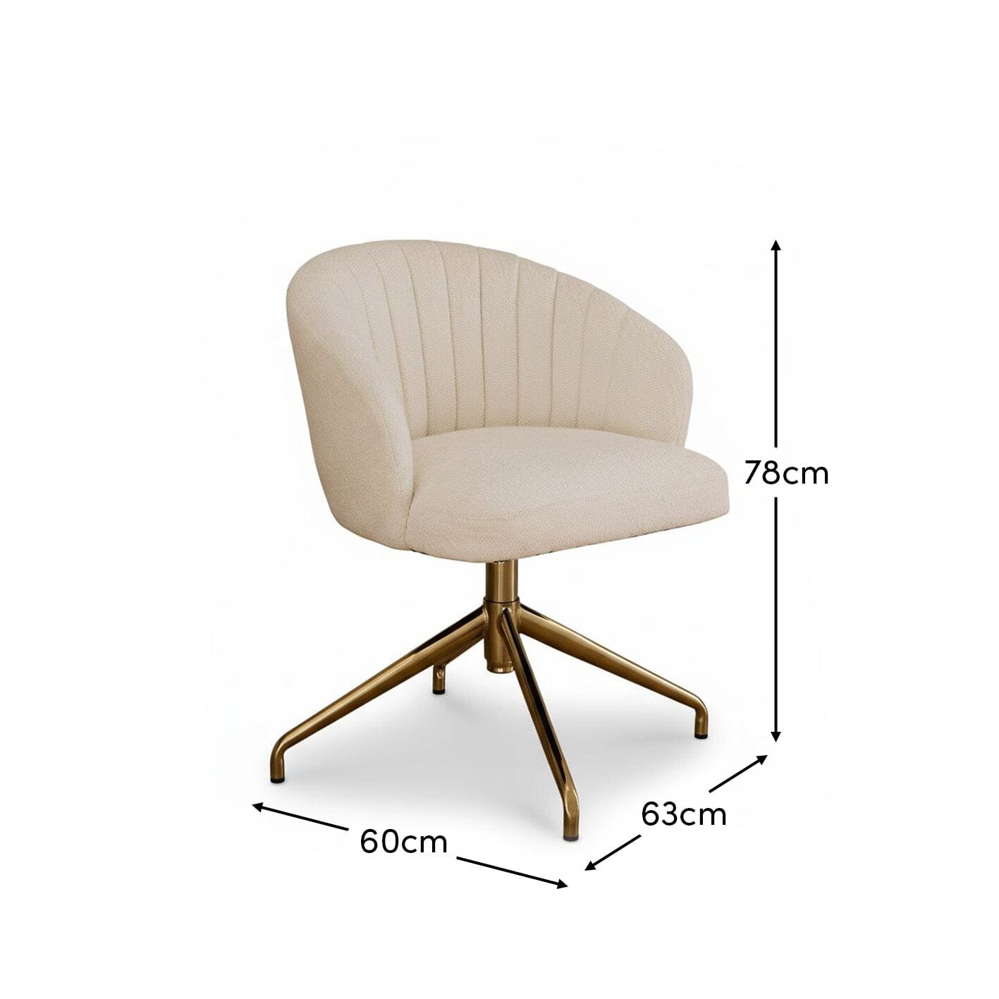 Arabella Office Swivel Chair - Light Beige Boucle with Gold Legs