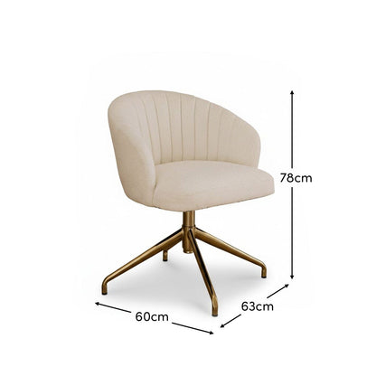 Arabella Office Swivel Chair - Light Beige Boucle with Gold Legs