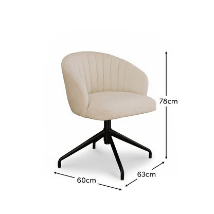 Arabella Office Swivel Chair - Light Beige Boucle with Black Legs - Laura James