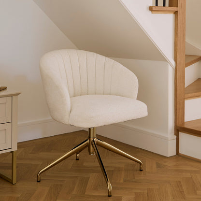 Arabella Boucle Office Chair - Gold Legs - Laura James 