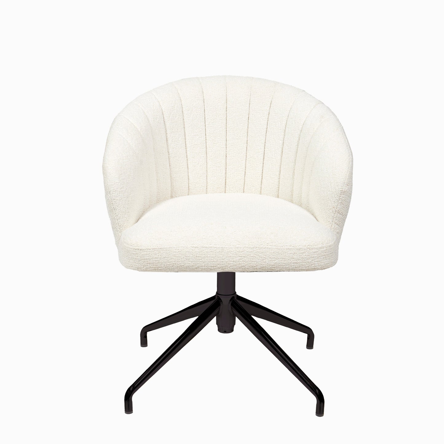 Arabella Office Swivel Chair - Light Beige Boucle with Black Legs - Laura James