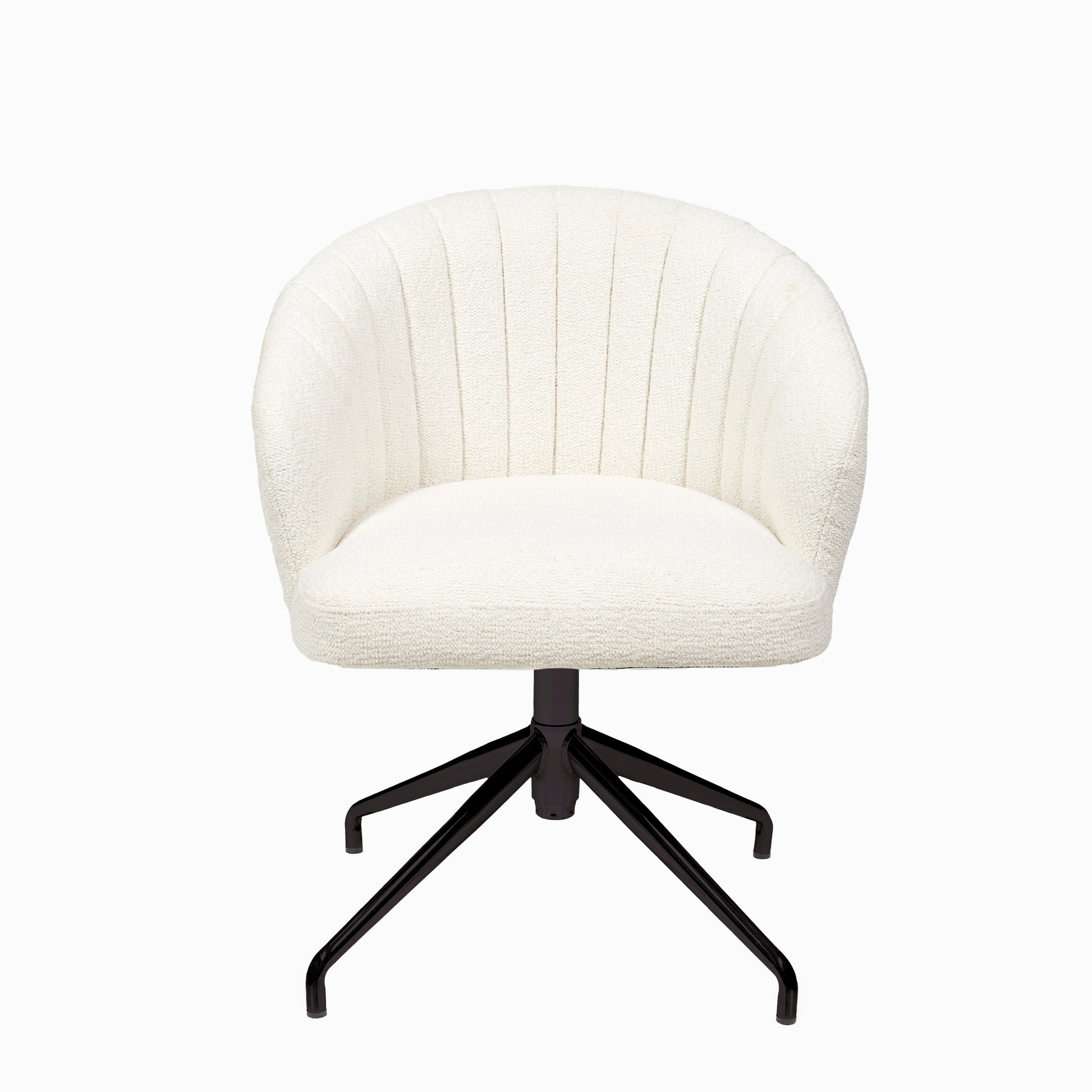 Arabella Office Swivel Chair - Light Beige Boucle with Black Legs - Laura James