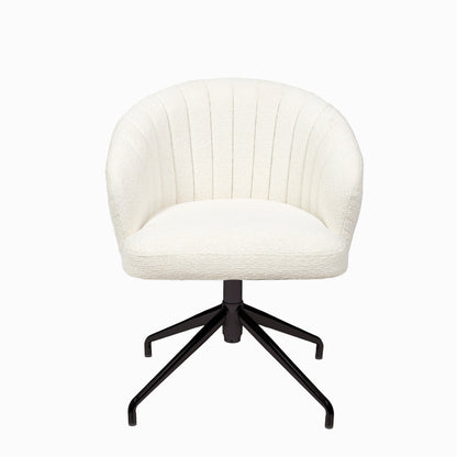 Arabella Office Swivel Chair - Light Beige Boucle with Black Legs - Laura James