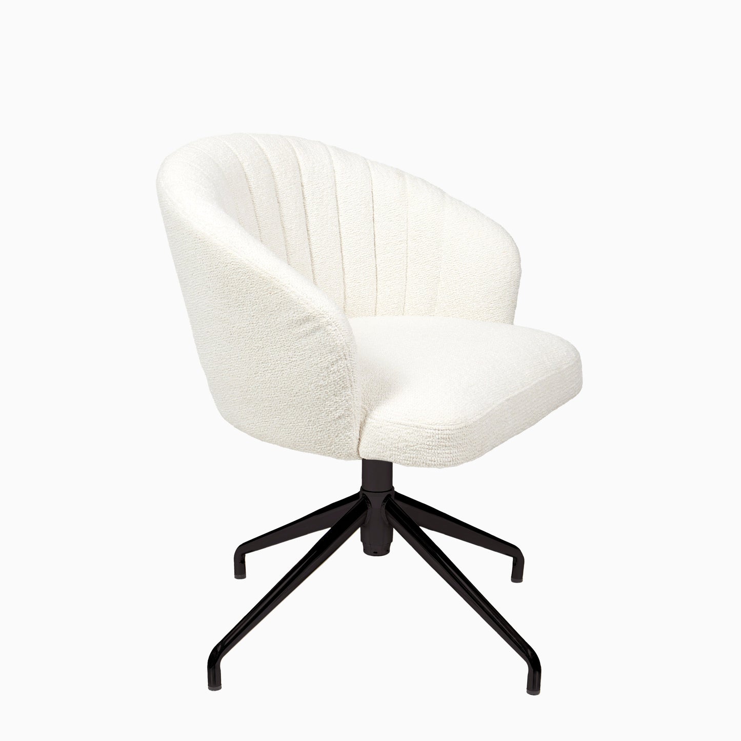 Arabella Office Swivel Chair - Light Beige Boucle with Black Legs - Laura James