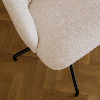Arabella Office Swivel Chair - Light Beige Boucle with Black Legs - Laura James