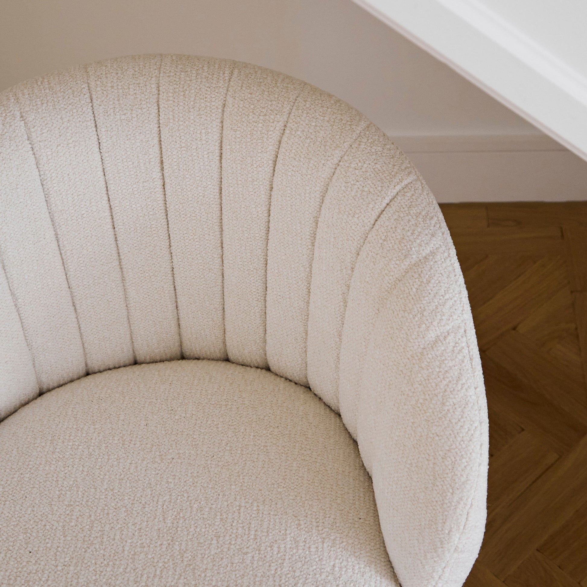 Arabella Boucle Office Chair - Gold Legs - Laura James 