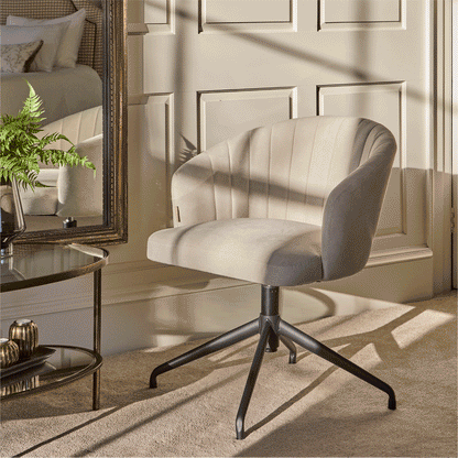 Arabella Office Swivel Chair - Natural Beige with Black Legs - Laura James
