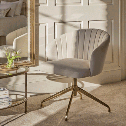 Arabella Office Swivel Chair - Natural Beige with Gold Legs - Laura James