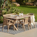 Charlotte 6 Seater Wooden Garden Dining Set with 4 Shiro Chairs & Bench - Laura James 