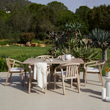 Charlotte 6 Seater Wooden Garden Dining Set with 6 Shiro Sand Cushioned Chairs - LaurA jAMES 