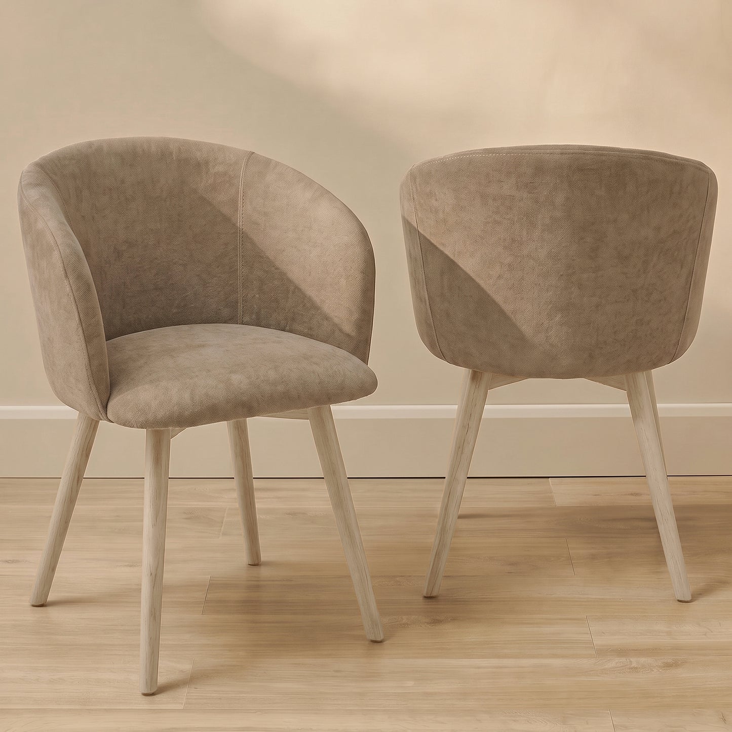 Archer Natural Brown Dining Chair - Set of 2 - Whitewash Legs - Laura James 