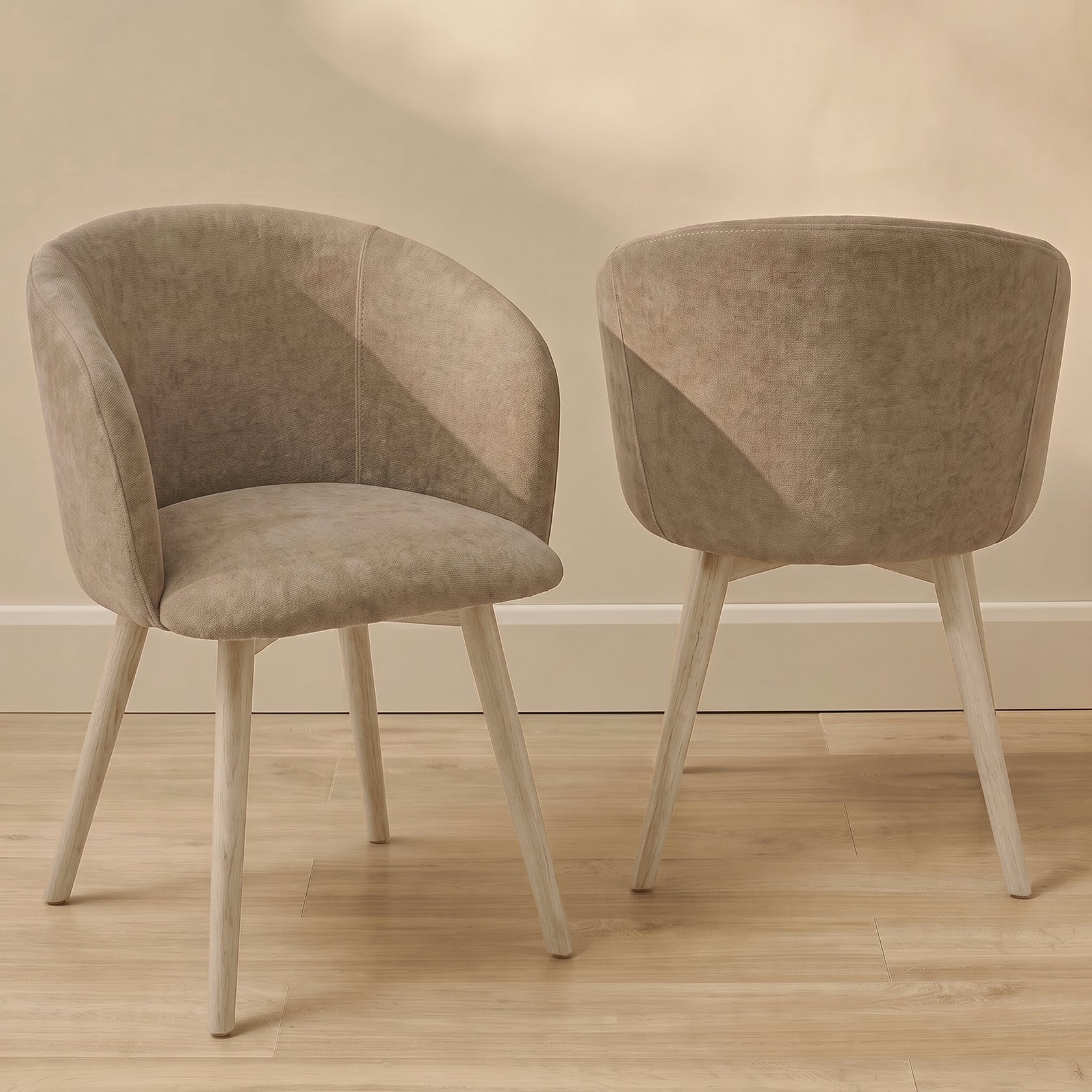 Archer Natural Brown Dining Chair - Set of 2 - Whitewash Legs - Laura James 