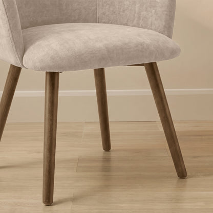 Archer Soft Beige Dining Chair - Set of 2 - Almond Brown Legs - Laura James 
