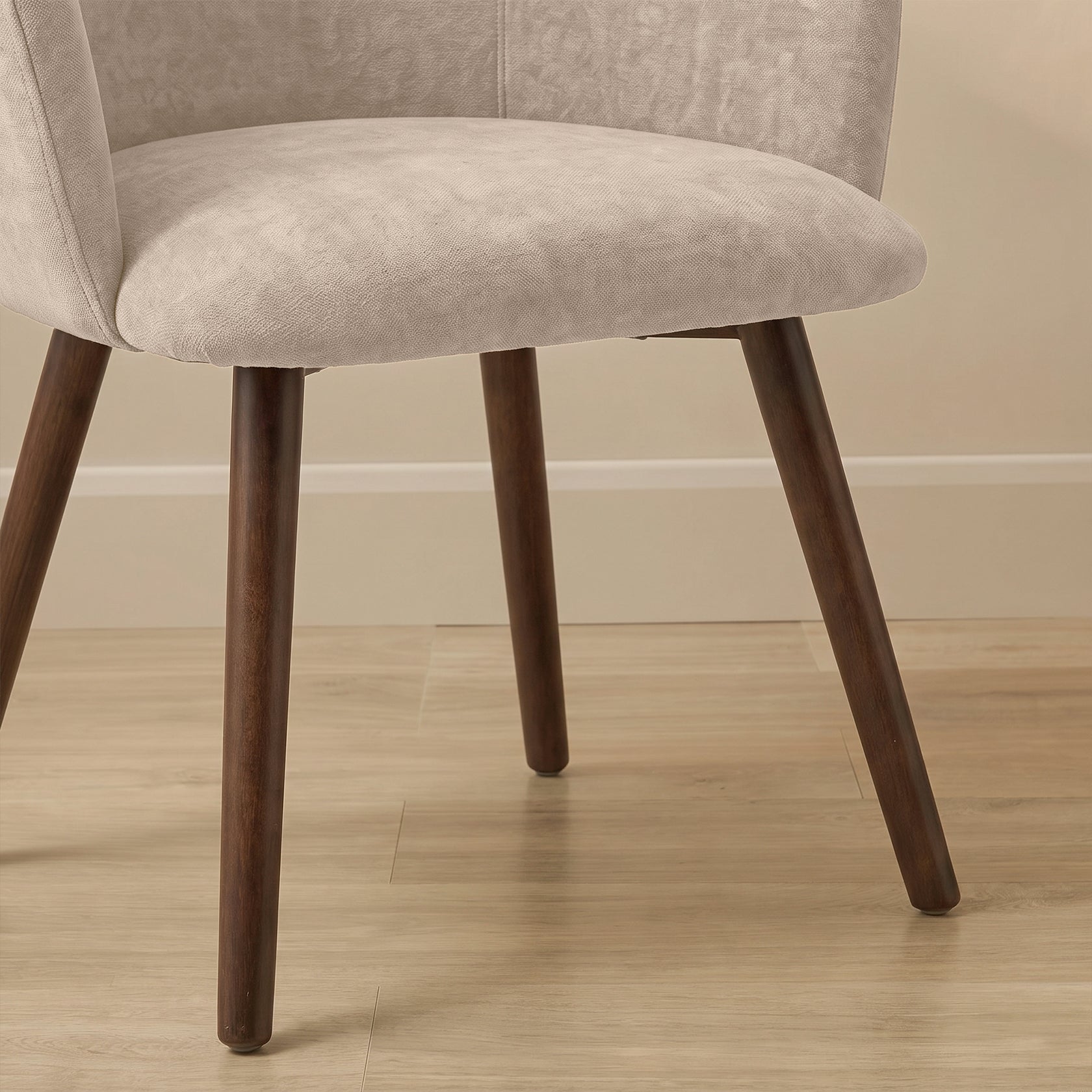 Archer Soft Beige Dining Chair - Set of 2 - Coffee Brown Legs - Laura James 