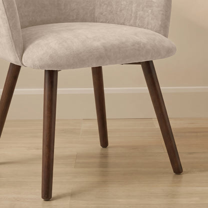Archer Soft Beige Dining Chair - Set of 2 - Coffee Brown Legs - Laura James 