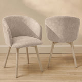 Archer Soft Beige Dining Chair - Set of 2 - Whitewash Legs - Laura James 