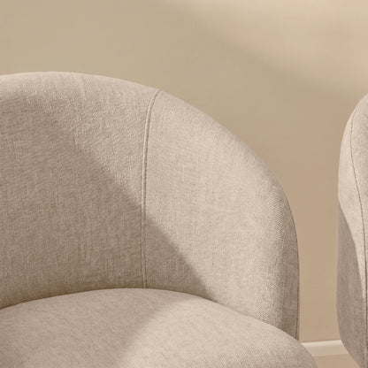 Archer Soft Beige Dining Chair - Set of 2 - Whitewash Legs - Laura James 
