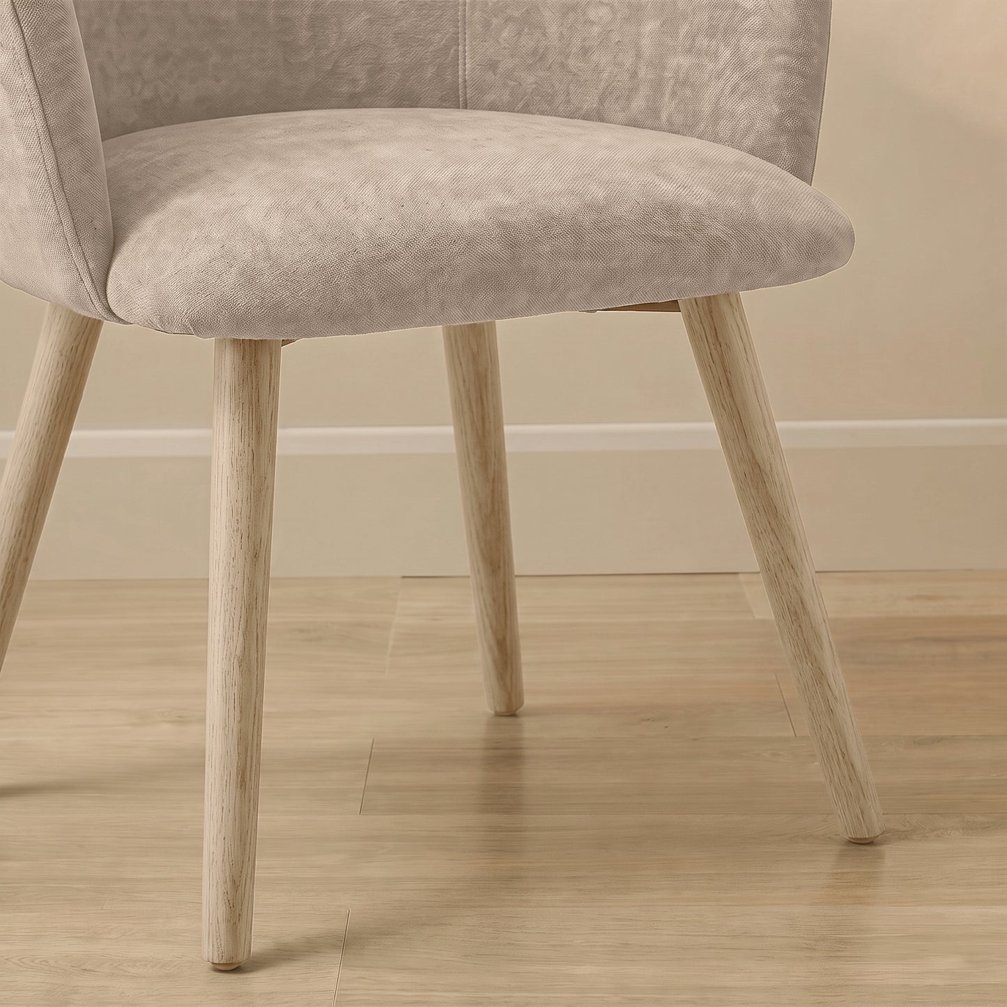Archer Soft Beige Dining Chair - Set of 2 - Whitewash Legs - Laura James 