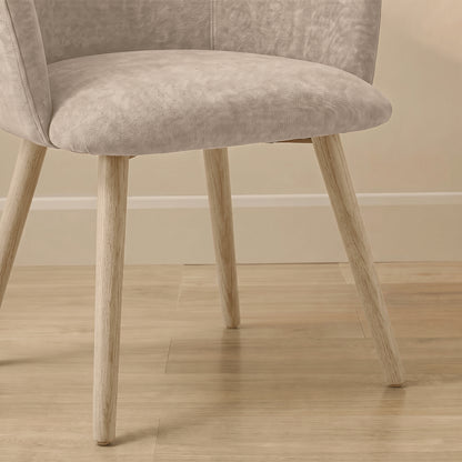 Archer Soft Beige Dining Chair - Set of 2 - Whitewash Legs - Laura James 