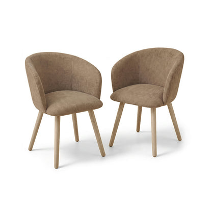 Archer Natural Brown Dining Chair - Set of 2 - Whitewash Legs - Laura James 