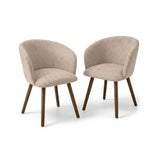 Archer Soft Beige Dining Chair - Set of 2 - Almond Brown Legs - Laura James 