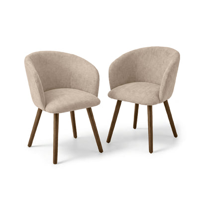 Archer Soft Beige Dining Chair - Set of 2 - Almond Brown Legs - Laura James 