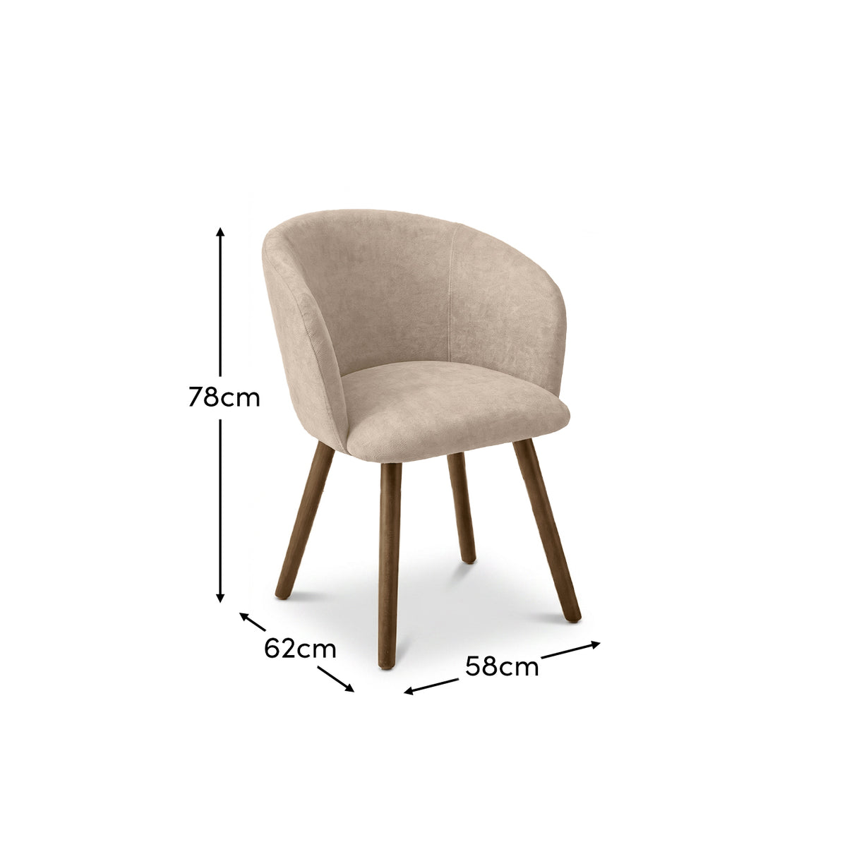Archer Soft Beige Dining Chair - Set of 2 - Almond Brown Legs - Laura James 