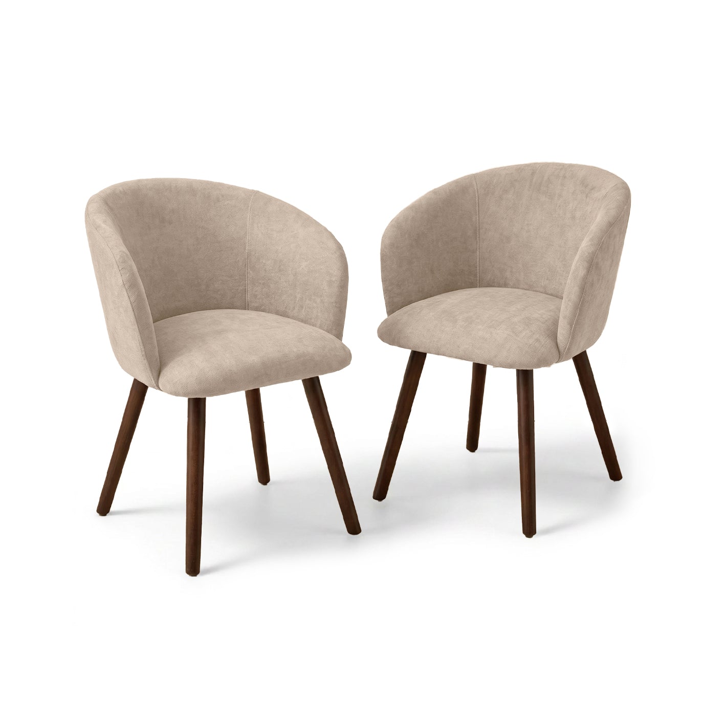 Archer Soft Beige Dining Chair - Set of 2 - Coffee Brown Legs - Laura James 