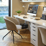 Archer Leather Swivel Chair - Soft Beige - Laura James