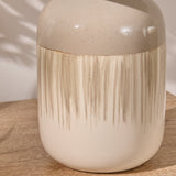 Arundel 24cm Ceramic Lamp Base - Clay Reactive Glaze & Coningsby 30cm Cotton Lamp Shade - Snow White - Laura James