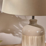Arundel 24cm Ceramic Lamp Base - Sage Green Reactive Glaze & Coningsby 30cm Cotton Lamp Shade - Taupe - Laura James