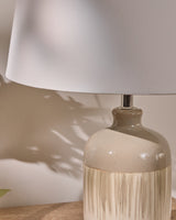 Arundel 24cm Ceramic Lamp Base - Clay Reactive Glaze & Coningsby 30cm Cotton Lamp Shade - Snow White - Laura James
