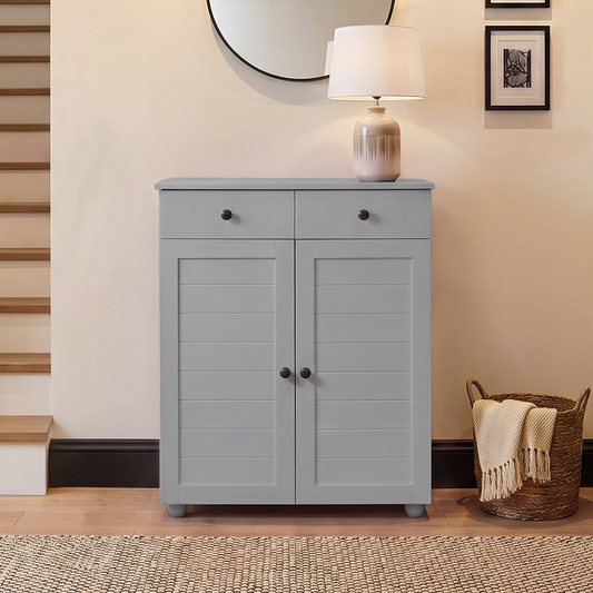 Ascot Shoe Cabinet - Grey Storage Cupboard