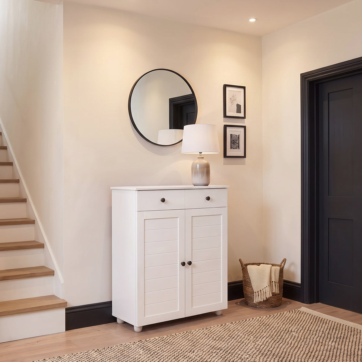 Ascot Shoe Cabinet - White Storage Cupboard