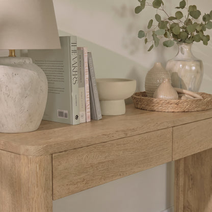 Asha 120cm Oval Console Table - Almond Brown Mango Wood