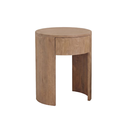 Asha 60cm 1 Drawer Bedside Table - Almond Brown Mango Wood