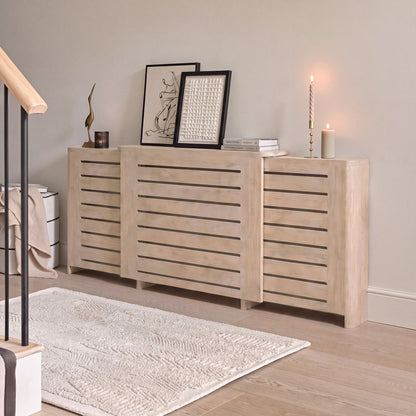 Asha Adjustable Radiator Cover - Chalked Mango Wood - Laura James 