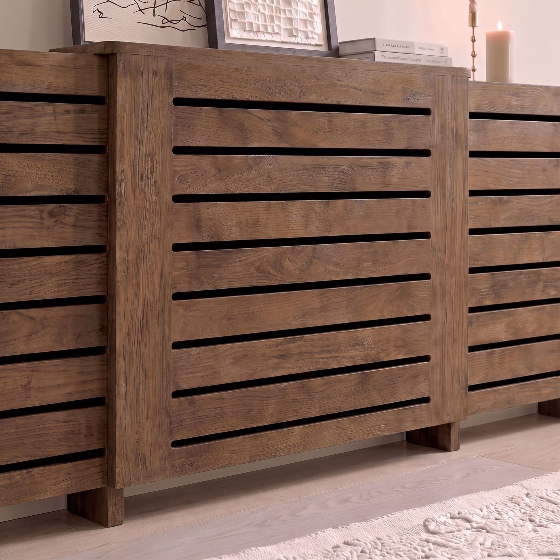 Asha Adjustable Radiator Cover - Almond Brown - Laura James 