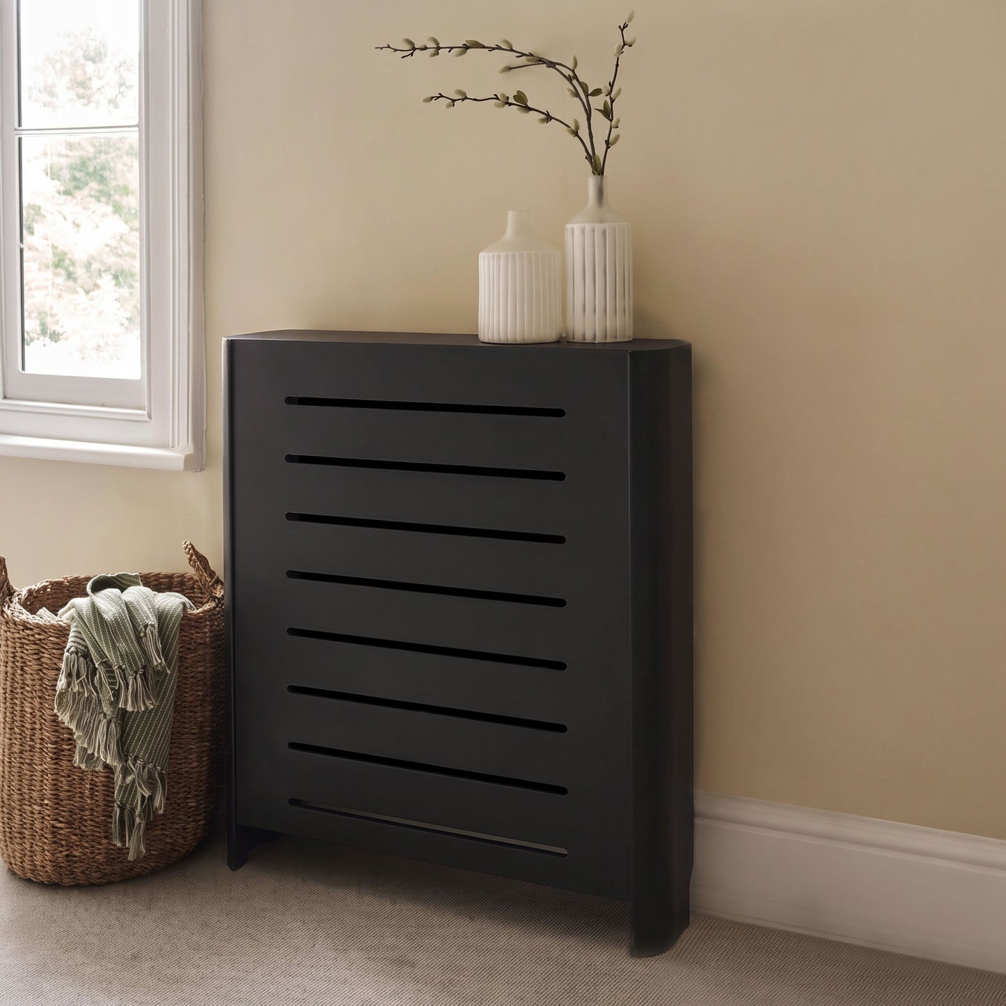 Asha Small Radiator Cover - Jet Black - Laura James 