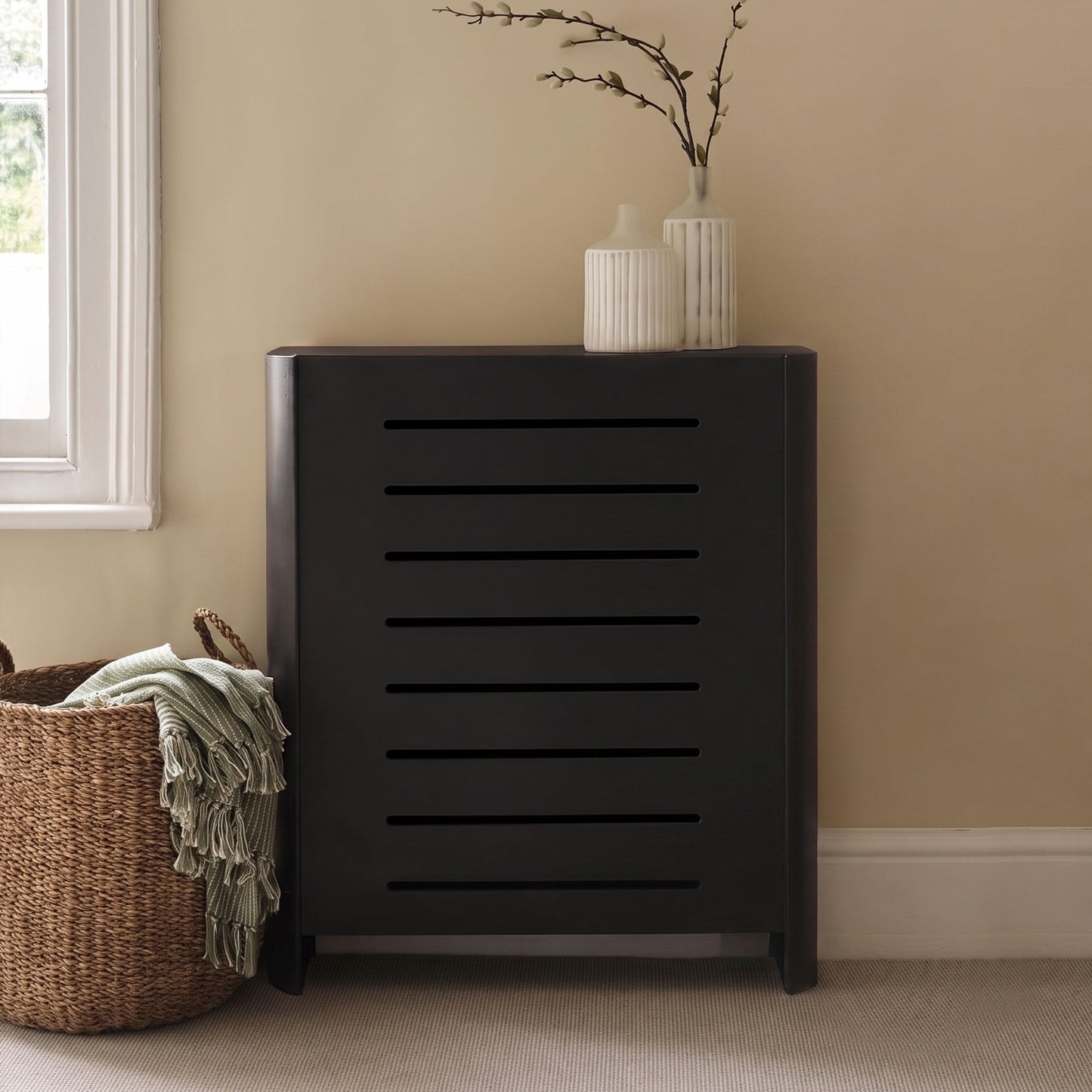 Asha Small Radiator Cover - Jet Black - Laura James 