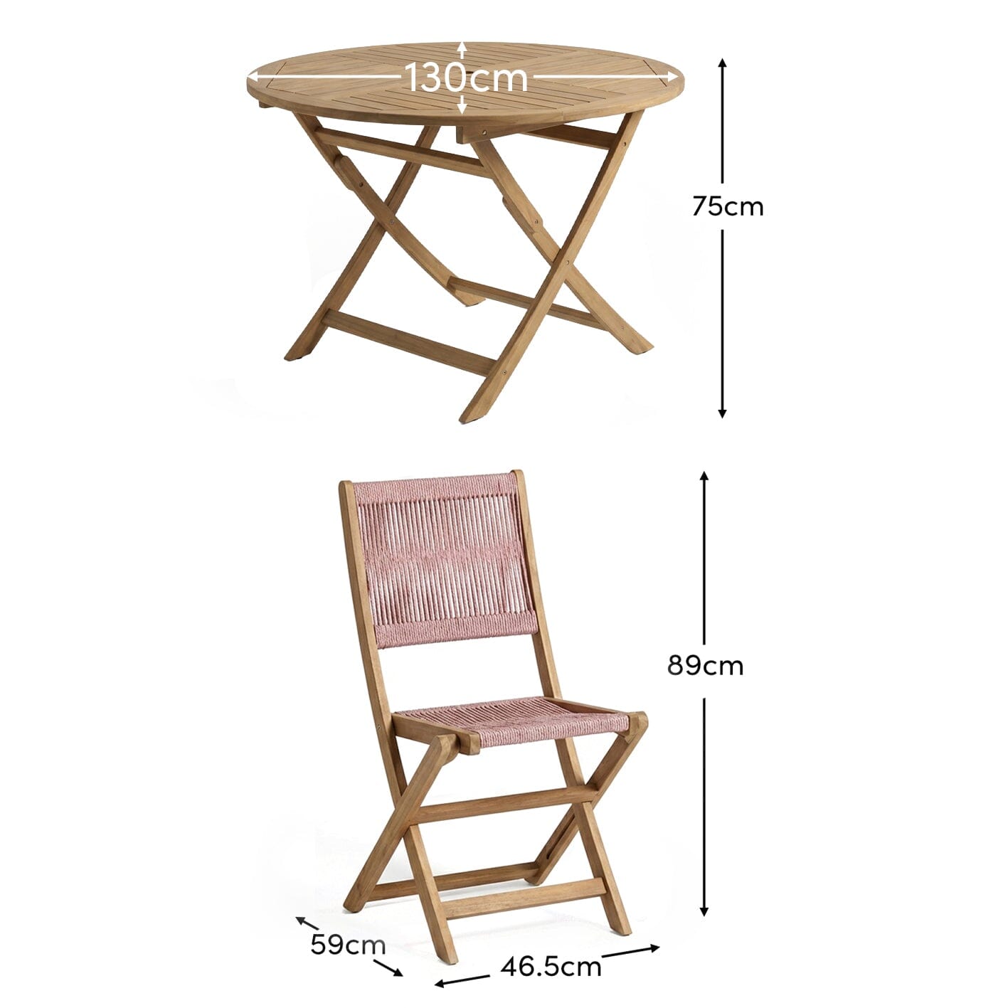 Cove White Acacia Garden Chair - Set of 2 - Mottled Pink Rope - Laura James