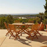 Ashby 6 Seater Round Wooden Garden Dining Set with Arms - 130cm