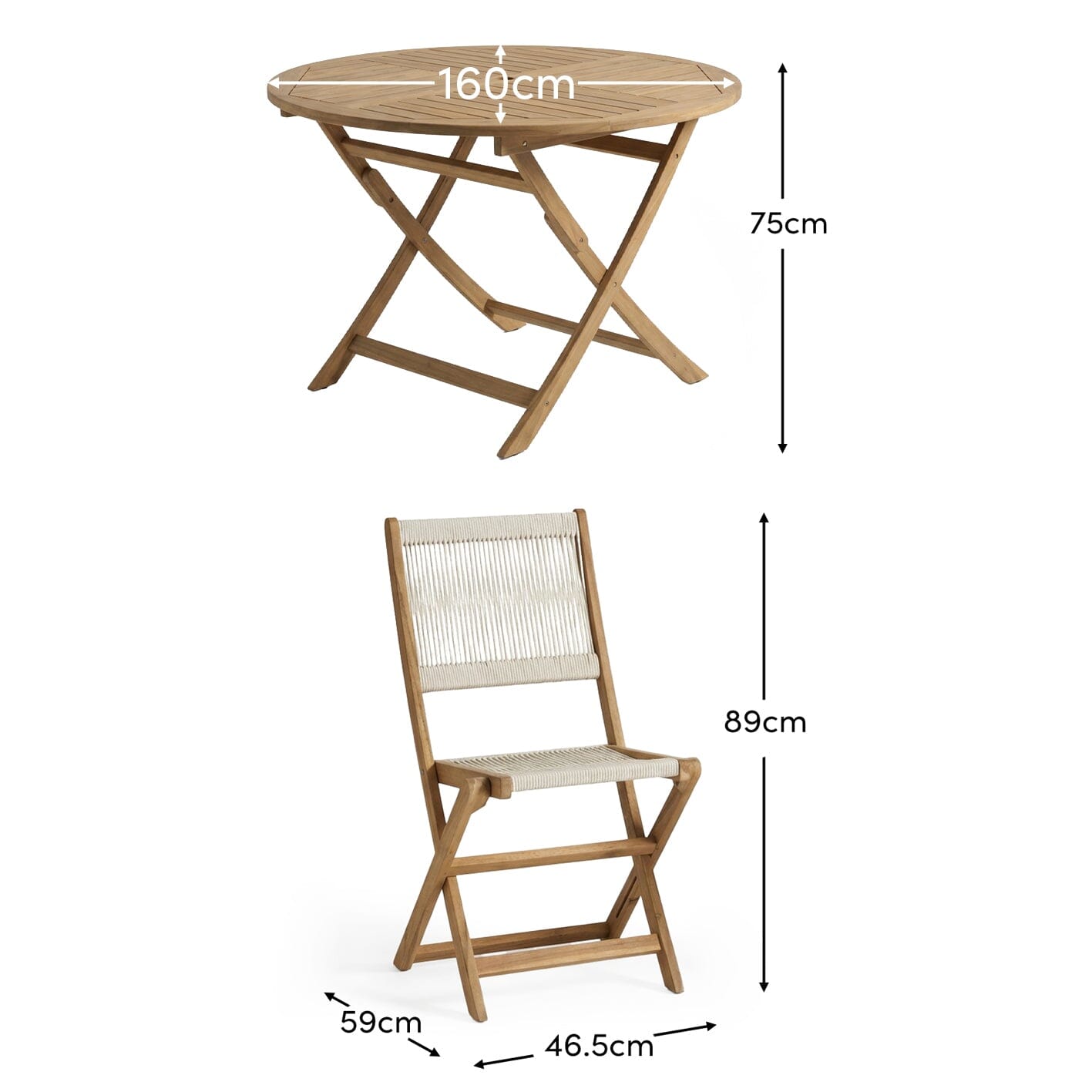 Ashby 8 Seater White Acacia Garden Dining Set with Cove Beige Rope Chairs - 160cm - Laura James