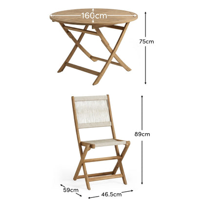Ashby 8 Seater White Acacia Garden Dining Set with Cove Beige Rope Chairs - 160cm - Laura James
