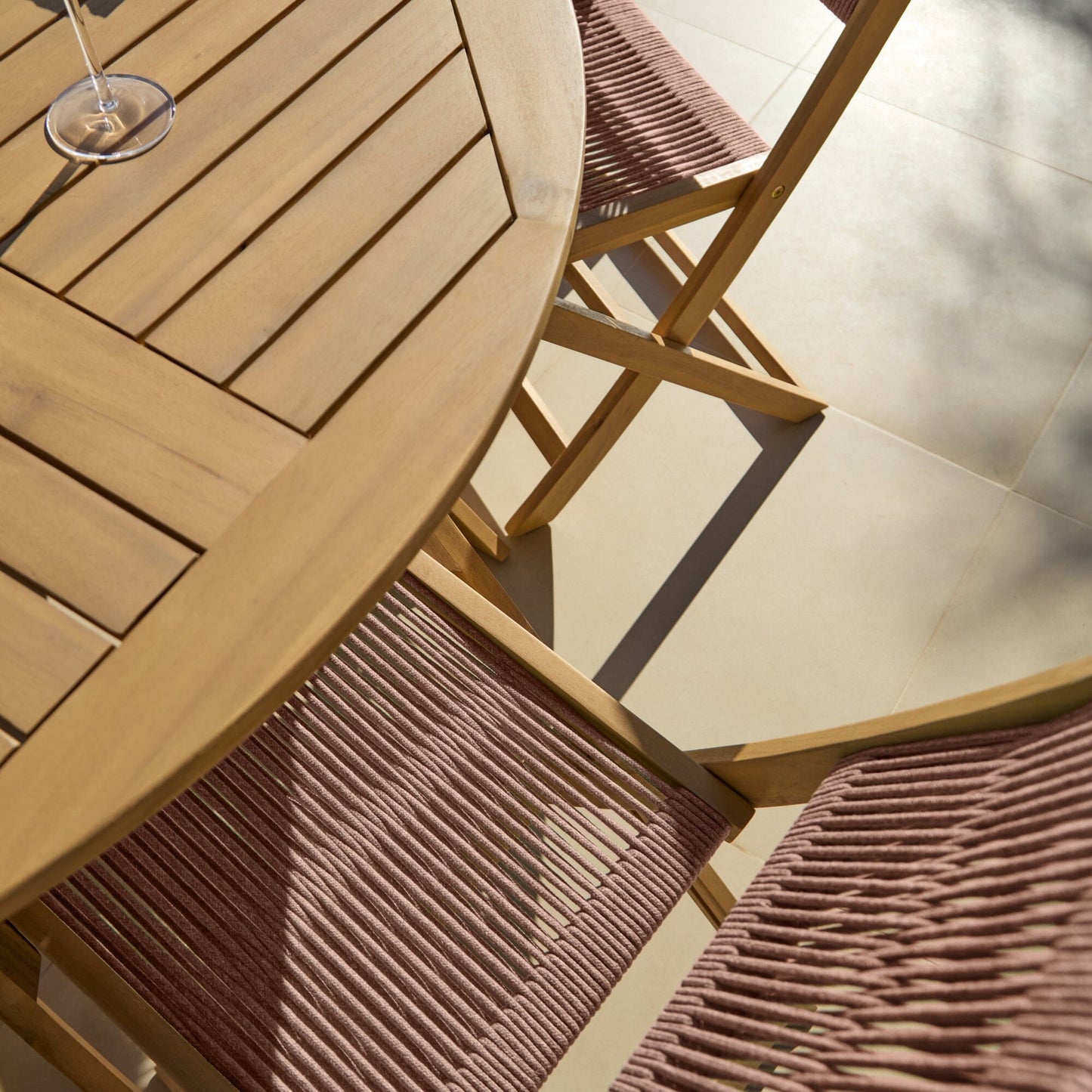 Ashby 4 Seater White Acacia Garden Dining Set with Cove Pink Rope Chairs - 130cm - Laura James