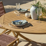 Ashby 4 Seater White Acacia Garden Dining Set with Cove Pink Rope Chairs - 130cm - Laura James