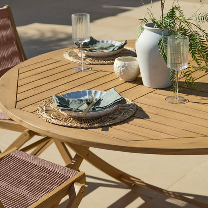 Ashby 4 Seater White Acacia Garden Dining Set with Cove Pink Rope Chairs - 130cm - Laura James