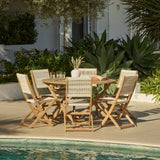 Ashby 6 Seater White Acacia Garden Dining Set with Cove Beige Rope Chairs - 130cm - Laura James